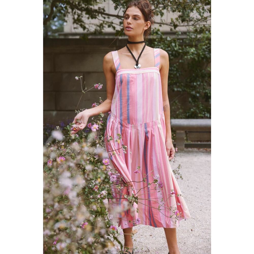 Primavera striped midi dress free people pink small